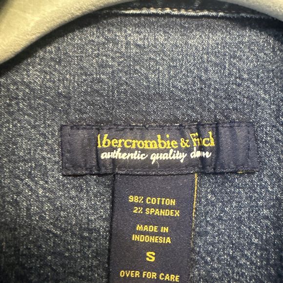 Abercrombie & Fitch Denim Jacket Womens Size Small Zip Up Blue Jean Y2K - Picture 5 of 8